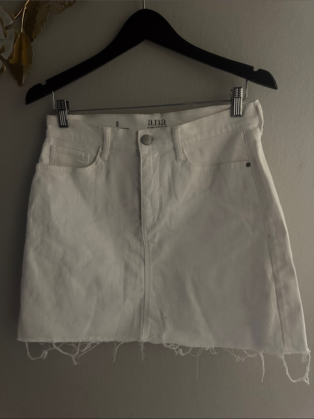 a.n.a White Distressed Denim Mini Skirt